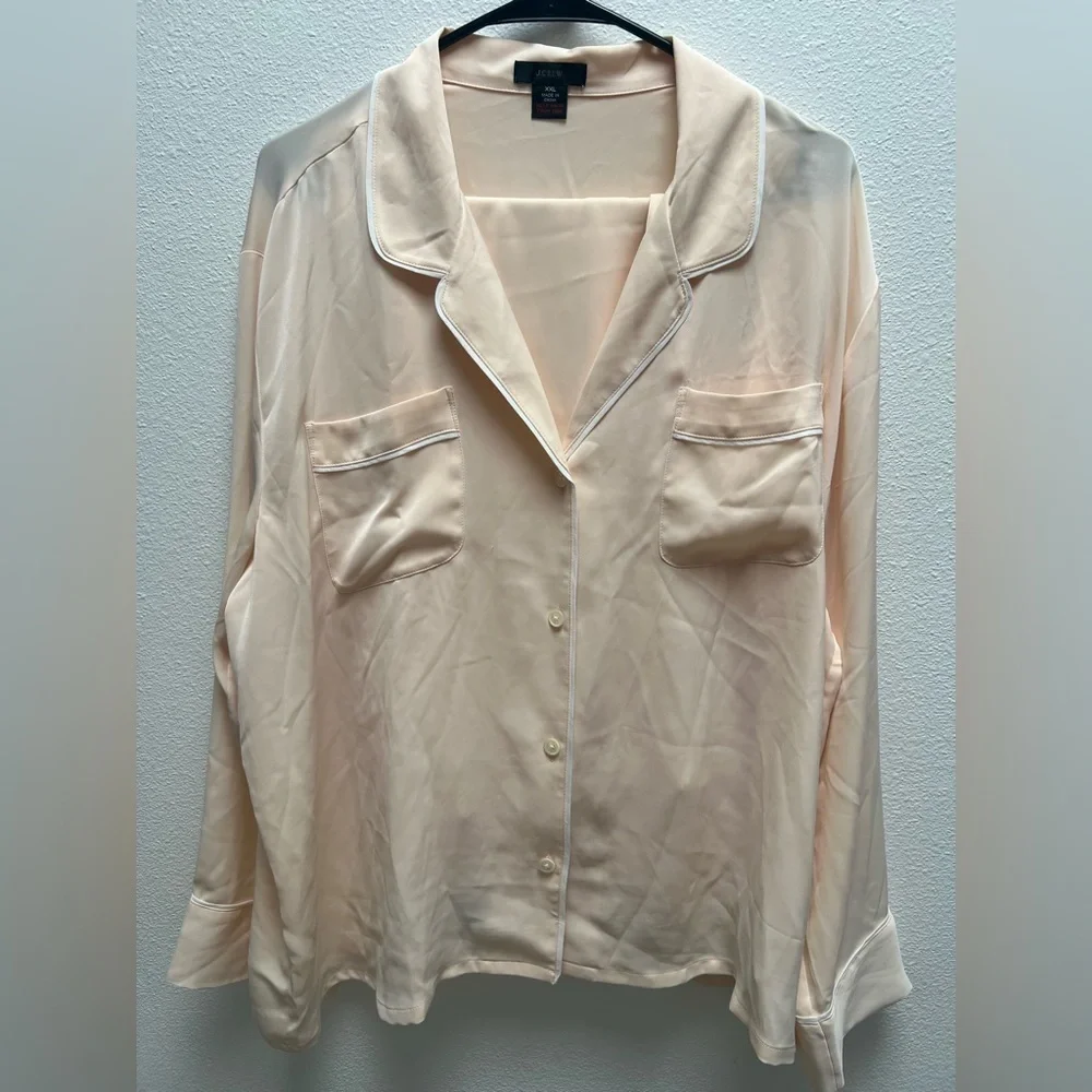 J. Crew Easy Luxe Eco Long Sleeve Pajama Set Palest Peach size XXL